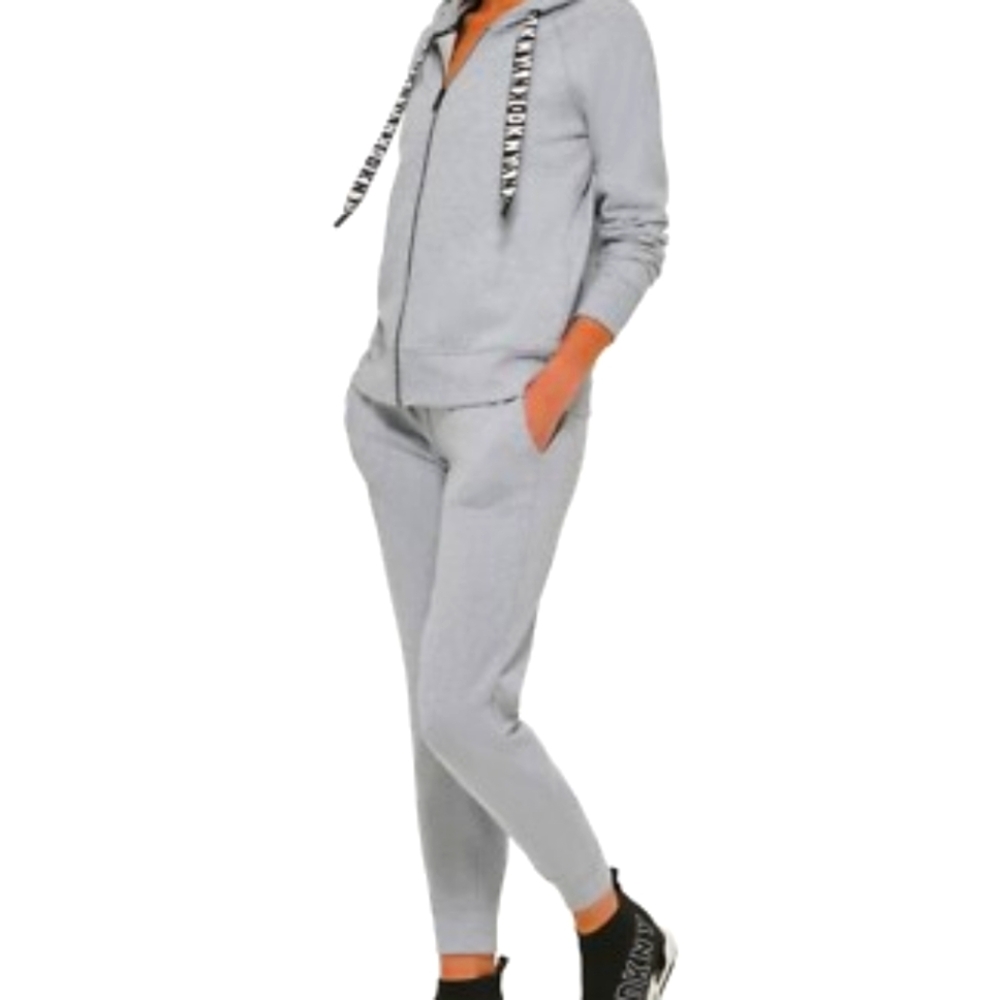 Dkny Gray Jogger Track Pants Elastic Cuffs, Sz Large